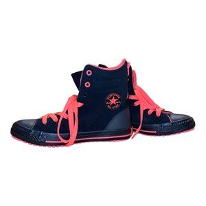 NWOT Converse All Star Chuck Taylor Neon Pink & Black High Top with Heel…